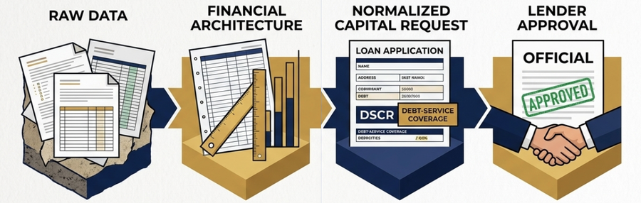 The Eidon process — from data to lender-ready architecture